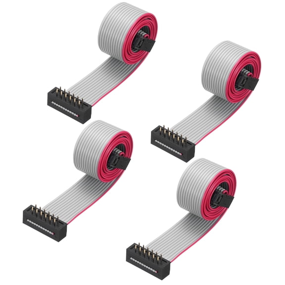 IDC Wire Flat Ribbon Cable FC/FD Connector A-type 12Pins 2.54mm Pitch 0.5m Long, 4pcs