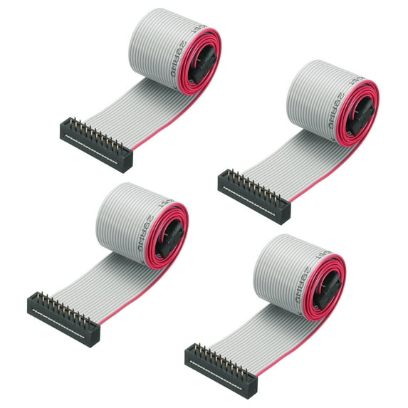 IDC Wire Flat Ribbon Cable FC/FD Connector A-type 20Pins 2.54mm Pitch 0.5m Long, 4pcs