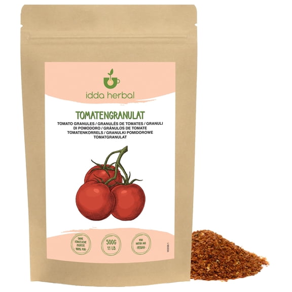 IDDA Herbal Tomato Flakes 500g 1.1 lb, Tomato Pieces 1-3mm, Crushed Dried Tomatoes for Cooking