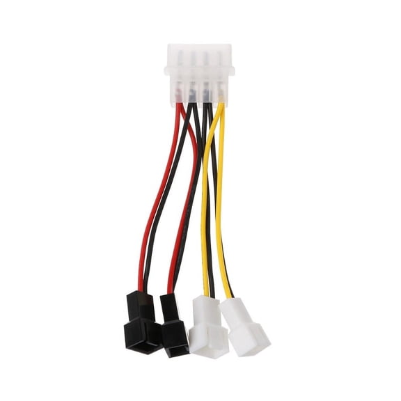 IDE Molex 4-Pin to 4X 3-Pin TX3 for Case Cooling Fan Power Adapter Converter Cable