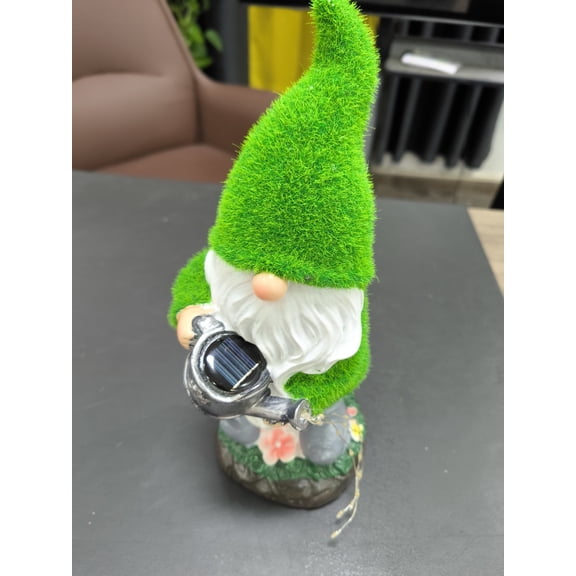 IDEA SHOW Decorative lighting in the nature of electrically-illuminated figurines,Flocked Solar Garden Gnomes Outdoor Statues-11.8