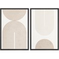 thumbnail image 1 of IDEA4WALL 2 Panels Framed Canvas Print Wall Art Set Beige & White Duotone Geometric Spiral Polygons Abstract Shapes Modern Art Minimalist Decoration for Bedroom - 16"x24"x2 Panels Black, 1 of 5