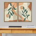 thumbnail image 1 of IDEA4WALL 2 Panels Framed Canvas Print Wall Art Set Mid-Century Leaf Branch Geometric Landscape Abstract Modern Art Boho Multicolor Chic Artwork Housewarming Decor - 24"x36"x2 Panels Natural, 1 of 5