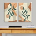 thumbnail image 1 of IDEA4WALL 2 Panels Framed Canvas Print Wall Art Set Mid-Century Leaf Branch Geometric Landscape Abstract Modern Art Boho Multicolor Chic Artwork Housewarming Decor - 24"x36"x2 Panels White, 1 of 5