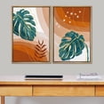 thumbnail image 1 of IDEA4WALL 2 Panels Framed Canvas Print Wall Art Set Mid-Century Red Geometric Jungle Palm Leaf Abstract Modern Art Boho Multicolor Chic Artwork Housewarming Decor - 16"x24"x2 Panels Natural, 1 of 5
