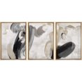thumbnail image 1 of IDEA4WALL 3 Panels Framed Canvas Print Wall Art Set Black Tan Paint Stroke Collage Abstract Landscape Illustration Modern Art Decorative Nordic Artwork for Bedroom - 16"x24"x3 Panels Natural, 1 of 5