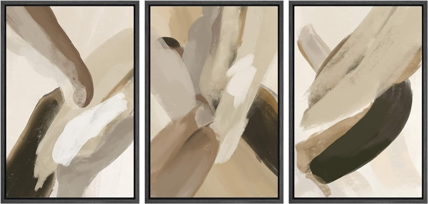 IDEA4WALL 3 Panels Framed Canvas Print Wall Art Set Multicolor Tan ...