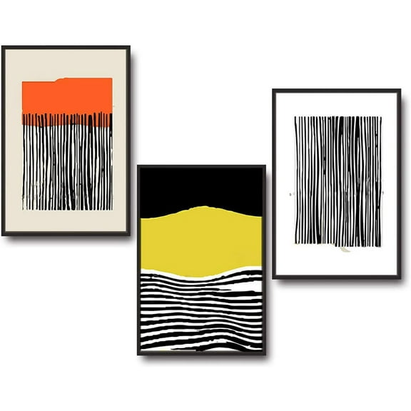 IDEA4WALL 3 Pcs Mattis and Brutalist Framed Canvas Wall Art Modern Home Decoration for Living Room, Bedroom Ready to Hang - 16"x24"x3 Panels