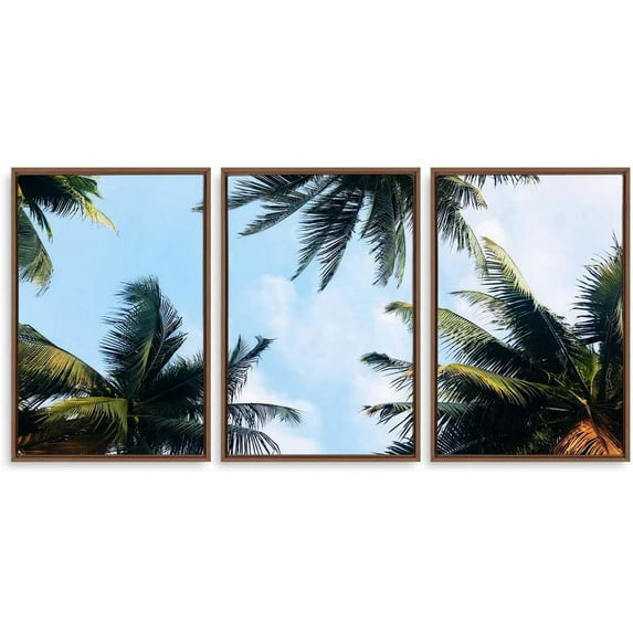 IDEA4WALL 3 Piece Canvas Wall Art Tropical Palm Trees Canvas Prints Framed Wall Art Decor