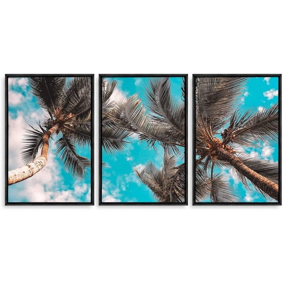 IDEA4WALL 3 Piece Canvas Wall Art Tropical Palm Trees Canvas Prints Framed Wall Art Decor