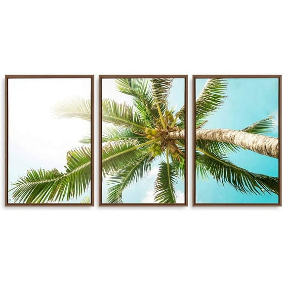 IDEA4WALL 3 Piece Canvas Wall Art Tropical Palm Trees Canvas Prints Framed Wall Art Decor
