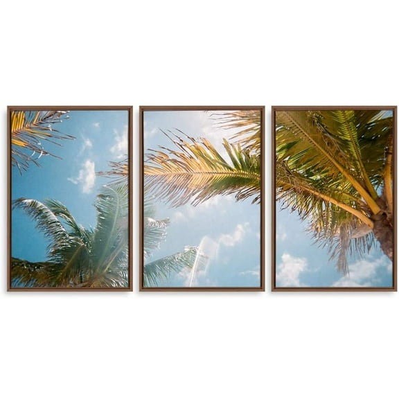 IDEA4WALL 3 Piece Canvas Wall Art Tropical Palm Trees Canvas Prints Framed Wall Art Decor