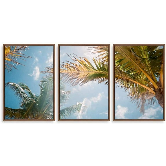 IDEA4WALL 3 Piece Canvas Wall Art Tropical Palm Trees Canvas Prints Framed Wall Art Decor