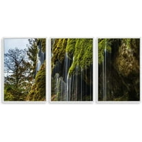 IDEA4WALL 3 Piece Framed Canvas Wall Art for Living Room, Bedroom Waterfall in Deep Forest of Croatia Canvas Prints for Modern Home Decoration Ready to Hang
