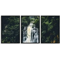 IDEA4WALL 3 Piece Framed Canvas Wall Art for Living Room, Bedroom Waterfall in Deep Forest of Croatia Canvas Prints for Modern Home Decoration Ready to Hang