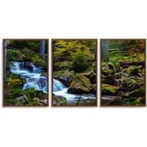 IDEA4WALL 3 Piece Framed Canvas Wall Art for Living Room, Bedroom Waterfall in Deep Forest of Croatia Canvas Prints for Modern Home Decoration Ready to Hang
