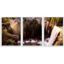 IDEA4WALL 3 Piece Framed Canvas Wall Art for Living Room, Bedroom Waterfall in Deep Forest of Croatia Canvas Prints for Modern Home Decoration Ready to Hang