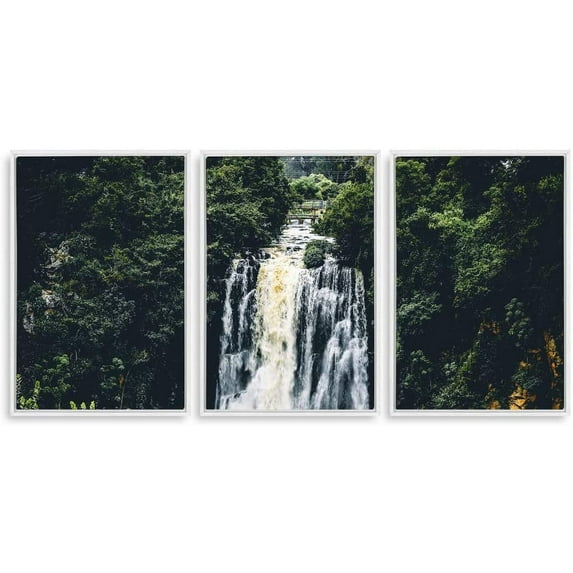 IDEA4WALL 3 Piece Framed Canvas Wall Art for Living Room, Bedroom Waterfall in Deep Forest of Croatia Canvas Prints for Modern Home Decoration Ready to Hang