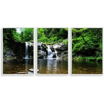 IDEA4WALL 3 Piece Framed Canvas Wall Art for Living Room, Bedroom Waterfall in Deep Forest of Croatia Canvas Prints for Modern Home Decoration Ready to Hang