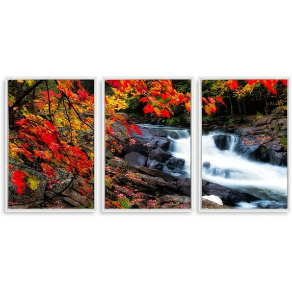 IDEA4WALL 3 Piece Framed Canvas Wall Art for Living Room, Bedroom Waterfall in Deep Forest of Croatia Canvas Prints for Modern Home Decoration Ready to Hang