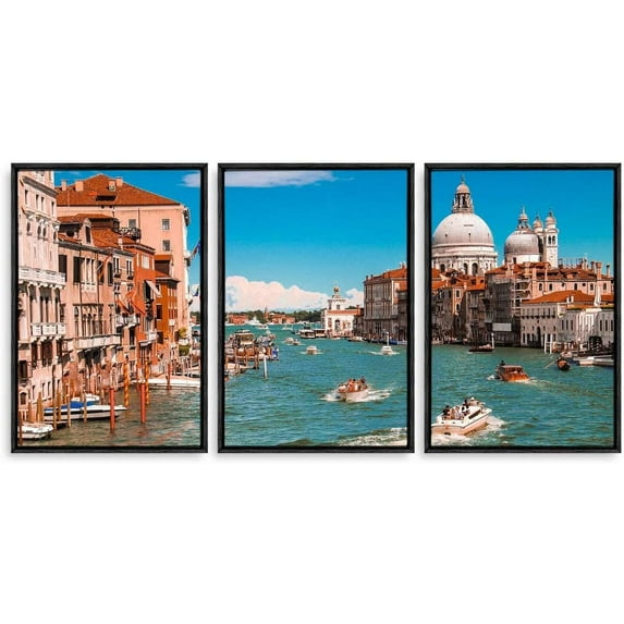 IDEA4WALL 3 Piece Framed Canvas Wall Art for Living Room, Bedroom Italy City Landscape Canvas Prints for Modern Home Decoration Ready to Hang