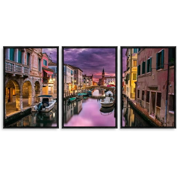 IDEA4WALL 3 Piece Framed Canvas Wall Art for Living Room, Bedroom Italy City Landscape Canvas Prints for Modern Home Decoration Ready to Hang