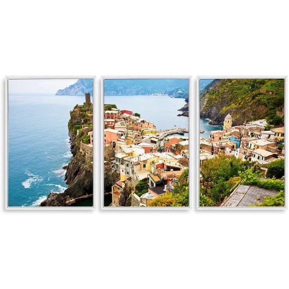 IDEA4WALL 3 Piece Framed Canvas Wall Art for Living Room, Bedroom Italy City Landscape Canvas Prints for Modern Home Decoration Ready to Hang