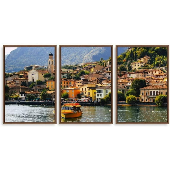 IDEA4WALL 3 Piece Framed Canvas Wall Art for Living Room, Bedroom Italy City Landscape Canvas Prints for Modern Home Decoration Ready to Hang