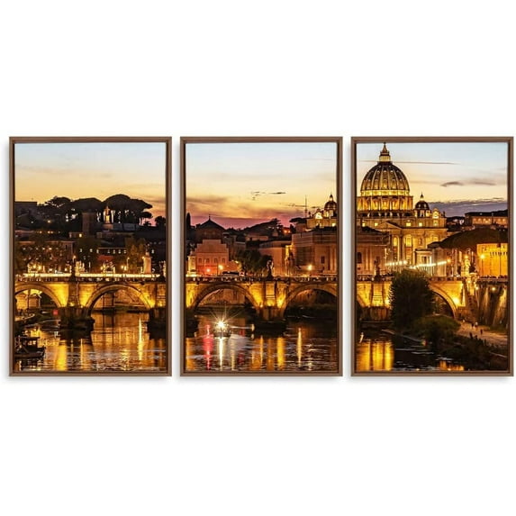 IDEA4WALL 3 Piece Framed Canvas Wall Art for Living Room, Bedroom Italy City Landscape Canvas Prints for Modern Home Decoration Ready to Hang