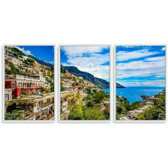 IDEA4WALL 3 Piece Framed Canvas Wall Art for Living Room, Bedroom Italy City Landscape Canvas Prints for Modern Home Decoration Ready to Hang