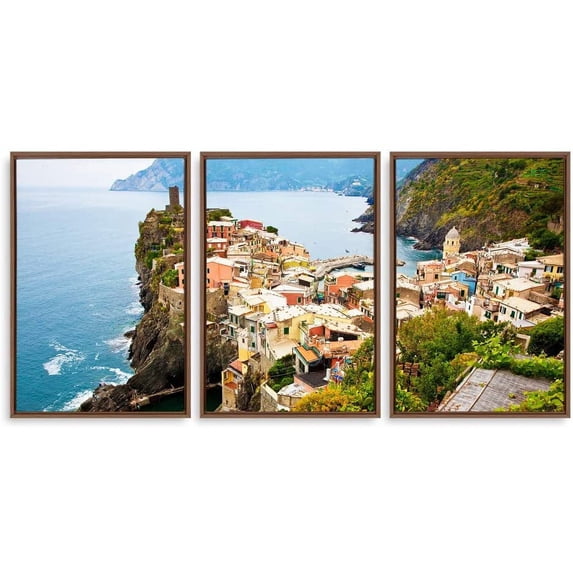 IDEA4WALL 3 Piece Framed Canvas Wall Art for Living Room, Bedroom Italy City Landscape Canvas Prints for Modern Home Decoration Ready to Hang