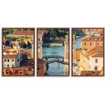 IDEA4WALL 3 Piece Framed Canvas Wall Art for Living Room, Bedroom Italy City Landscape Canvas Prints for Modern Home Decoration Ready to Hang