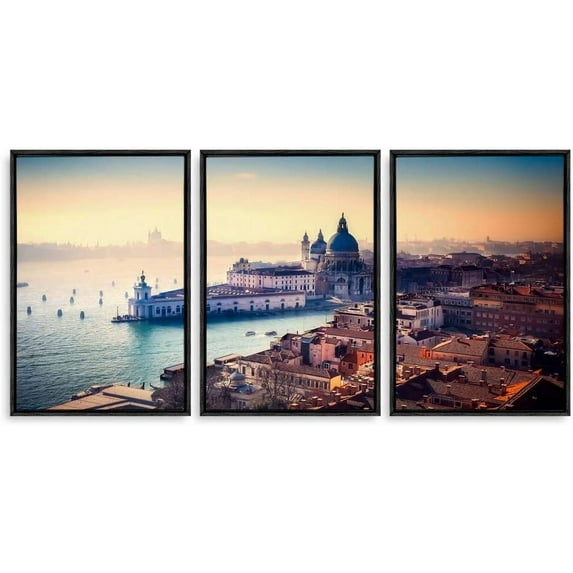 IDEA4WALL 3 Piece Framed Canvas Wall Art for Living Room, Bedroom Italy City Landscape Canvas Prints for Modern Home Decoration Ready to Hang