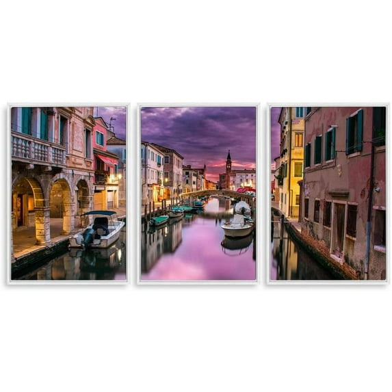 IDEA4WALL 3 Piece Framed Canvas Wall Art for Living Room, Bedroom Italy City Landscape Canvas Prints for Modern Home Decoration Ready to Hang