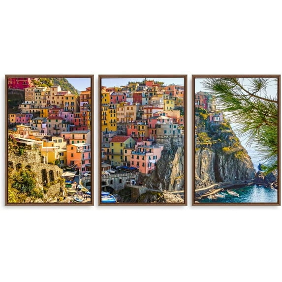 IDEA4WALL 3 Piece Framed Canvas Wall Art for Living Room, Bedroom Italy City Landscape Canvas Prints for Modern Home Decoration Ready to Hang