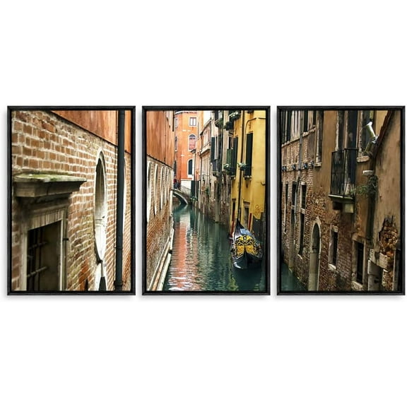 IDEA4WALL 3 Piece Framed Canvas Wall Art for Living Room, Bedroom Italy City Landscape Canvas Prints for Modern Home Decoration Ready to Hang