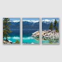 IDEA4WALL 3 Piece Framed Canvas Wall Art for Living Room, Bedroom Lake Tahoe Canvas Prints for Modern Home Decoration Ready to Hang