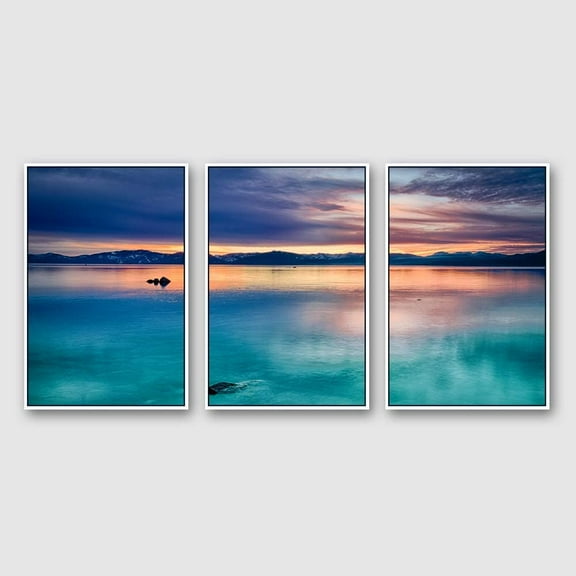 IDEA4WALL 3 Piece Framed Canvas Wall Art for Living Room, Bedroom Lake Tahoe Canvas Prints for Modern Home Decoration Ready to Hang