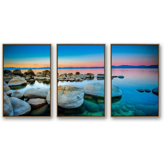 IDEA4WALL 3 Piece Framed Canvas Wall Art for Living Room, Bedroom Lake Tahoe Canvas Prints for Modern Home Decoration Ready to Hang