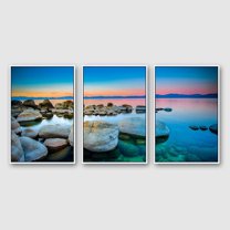 IDEA4WALL 3 Piece Framed Canvas Wall Art for Living Room, Bedroom Lake Tahoe Canvas Prints for Modern Home Decoration Ready to Hang