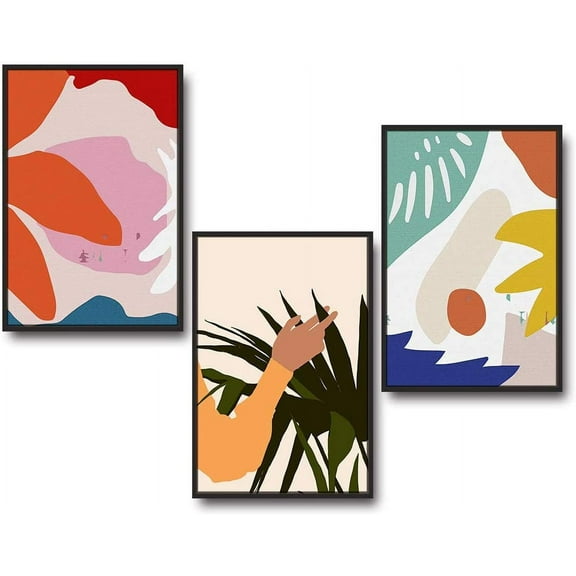 IDEA4WALL 3 Piece Framed Canvas Wall Art for Living Room, Bedroom Mattis and Brutalist Canvas Prints for Modern Home Decoration Ready to Hang