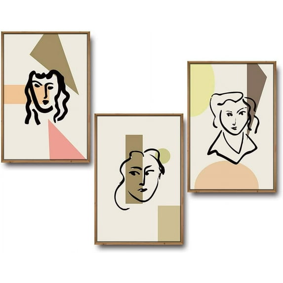 IDEA4WALL 3 Piece Framed Canvas Wall Art for Living Room, Bedroom Mattis and Brutalist Canvas Prints for Modern Home Decoration Ready to Hang