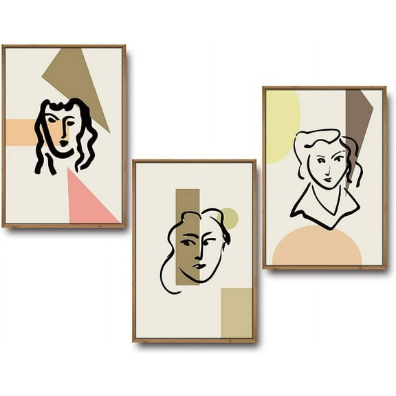 IDEA4WALL 3 Piece Framed Canvas Wall Art for Living Room, Bedroom Mattis and Brutalist Canvas Prints for Modern Home Decoration Ready to Hang