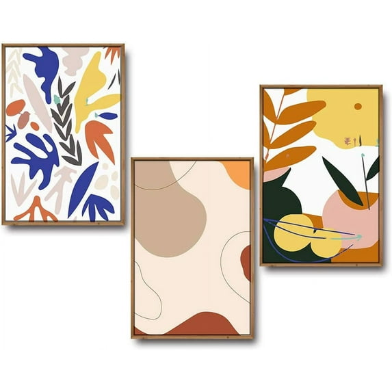 IDEA4WALL 3 Piece Framed Canvas Wall Art for Living Room, Bedroom Mattis and Brutalist Canvas Prints for Modern Home Decoration Ready to Hang