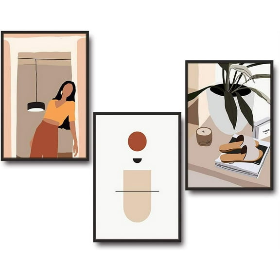 IDEA4WALL 3 Piece Framed Canvas Wall Art for Living Room, Bedroom Mattis and Brutalist Canvas Prints for Modern Home Decoration Ready to Hang