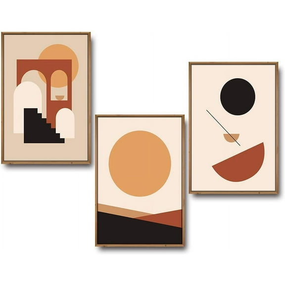 IDEA4WALL 3 Piece Framed Canvas Wall Art for Living Room, Bedroom Mattis and Brutalist Canvas Prints for Modern Home Decoration Ready to Hang