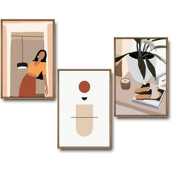 IDEA4WALL 3 Piece Framed Canvas Wall Art for Living Room, Bedroom Mattis and Brutalist Canvas Prints for Modern Home Decoration Ready to Hang