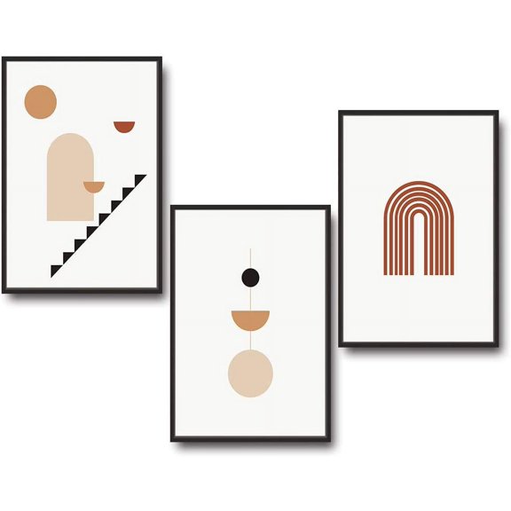 IDEA4WALL 3 Piece Framed Canvas Wall Art for Living Room, Bedroom Mattis and Brutalist Canvas Prints for Modern Home Decoration Ready to Hang