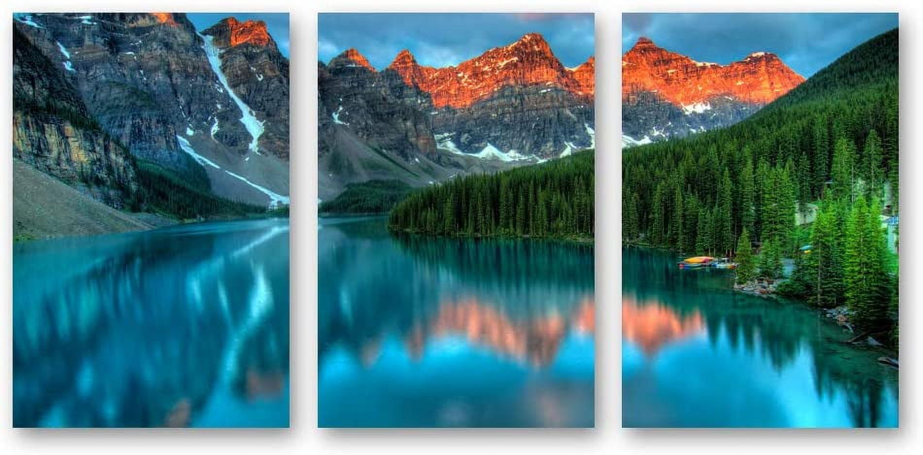 IDEA4WALL 3 Piece Landscape Canvas Prints Wall Art Green Forest ...