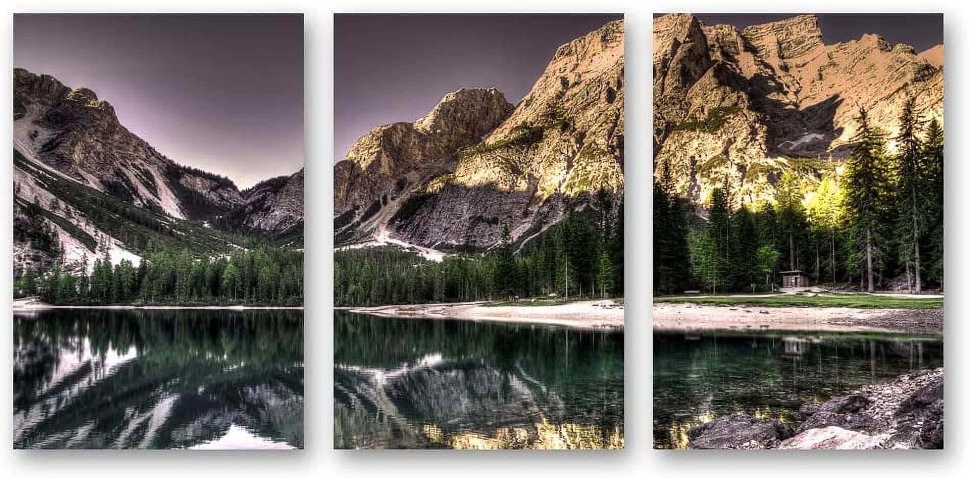 IDEA4WALL 3 Piece Landscape Canvas Prints Wall Art Green Forest ...
